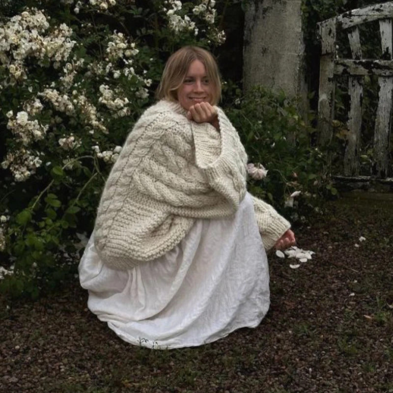 Pull Vintage Décontracté à Col Rond