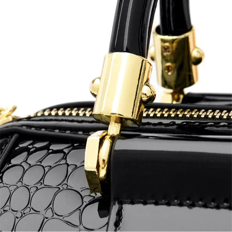 Sac en Cuir Verni avec Motif Crocodile