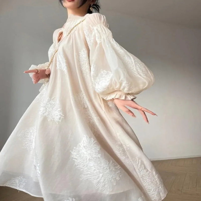 Robe Midi Française Brodée