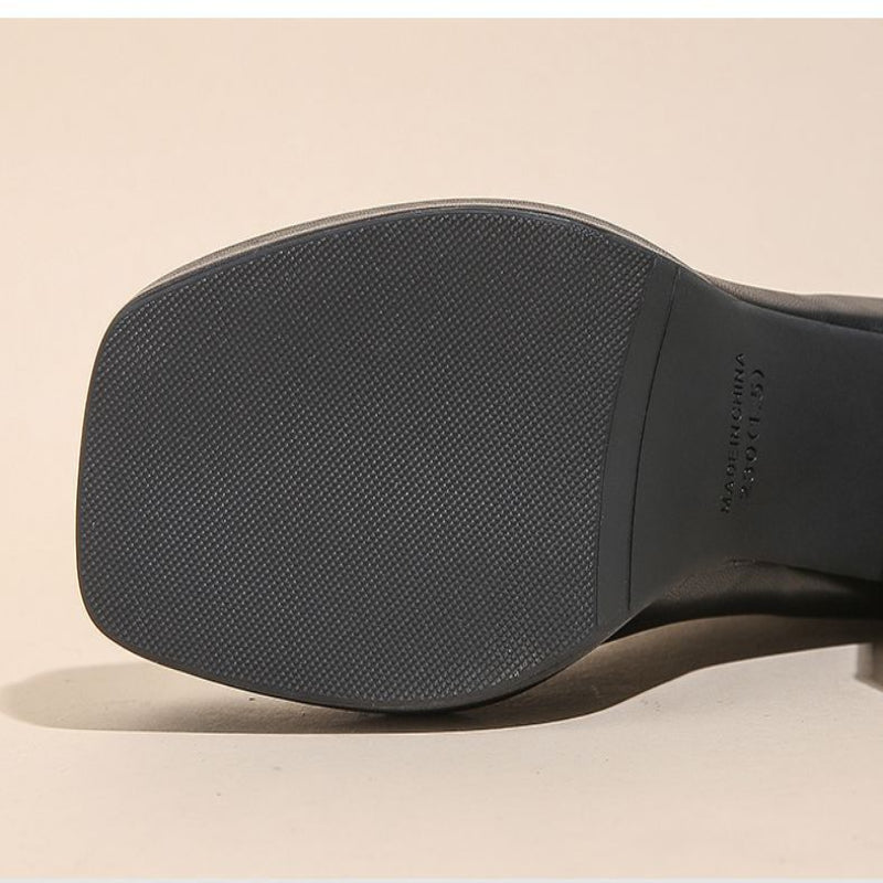 Bottes à talons épais bout carré