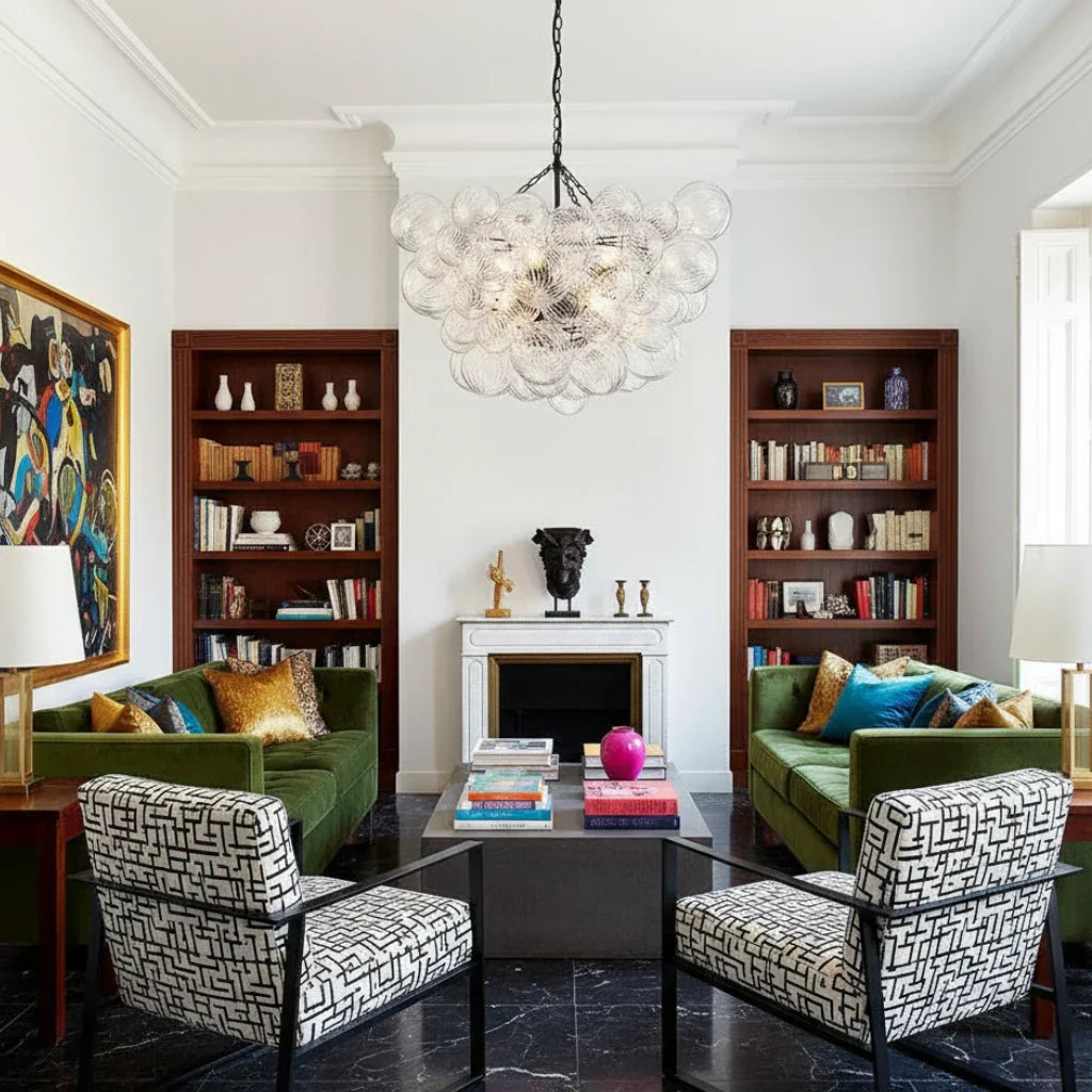 エレガントなクリアリブガラスのバブルシャンデリア照明器具