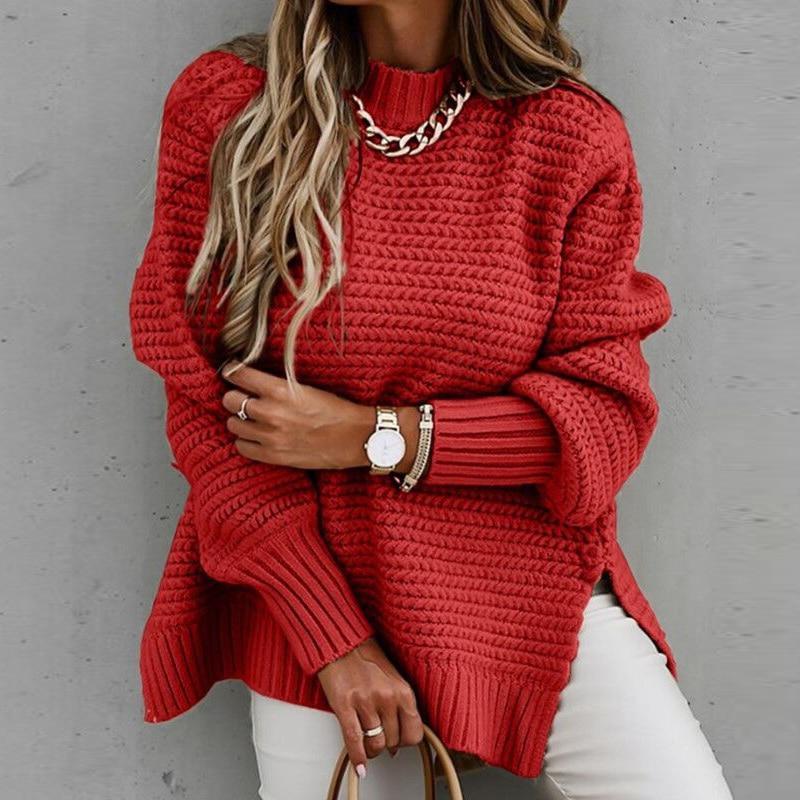 Pull en Tricot Uni Avec Fentes