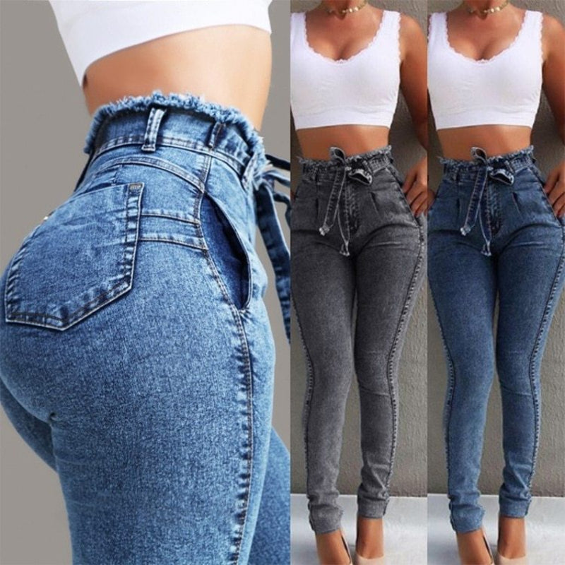 Jean Skinny Taille Haute Ceinturé