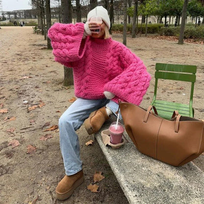 Pull Vintage Décontracté à Col Rond