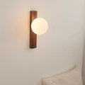 Aurora Lux Walnut Wood Wall Sconce With Glass Globe