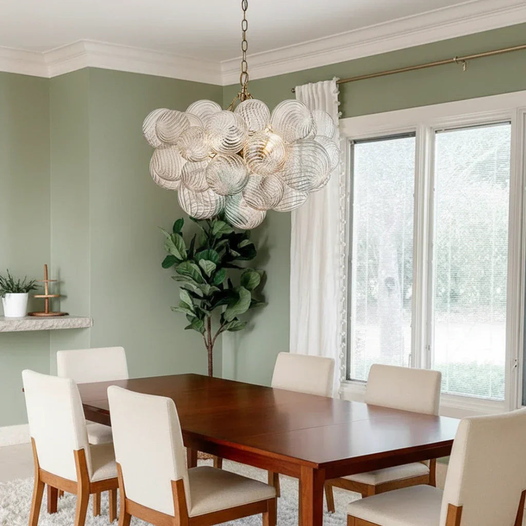 エレガントなクリアリブガラスのバブルシャンデリア照明器具