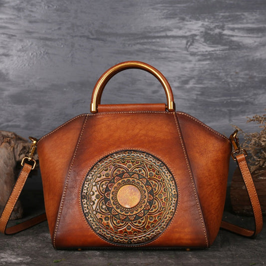 Sac Tote En Cuir Embossé Motif Totem