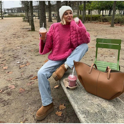 Pull Vintage Décontracté à Col Rond