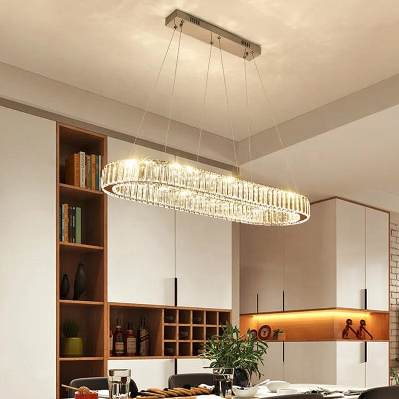 Aurora Kristály Ovális LED Csillár Kristály Díszítéssel