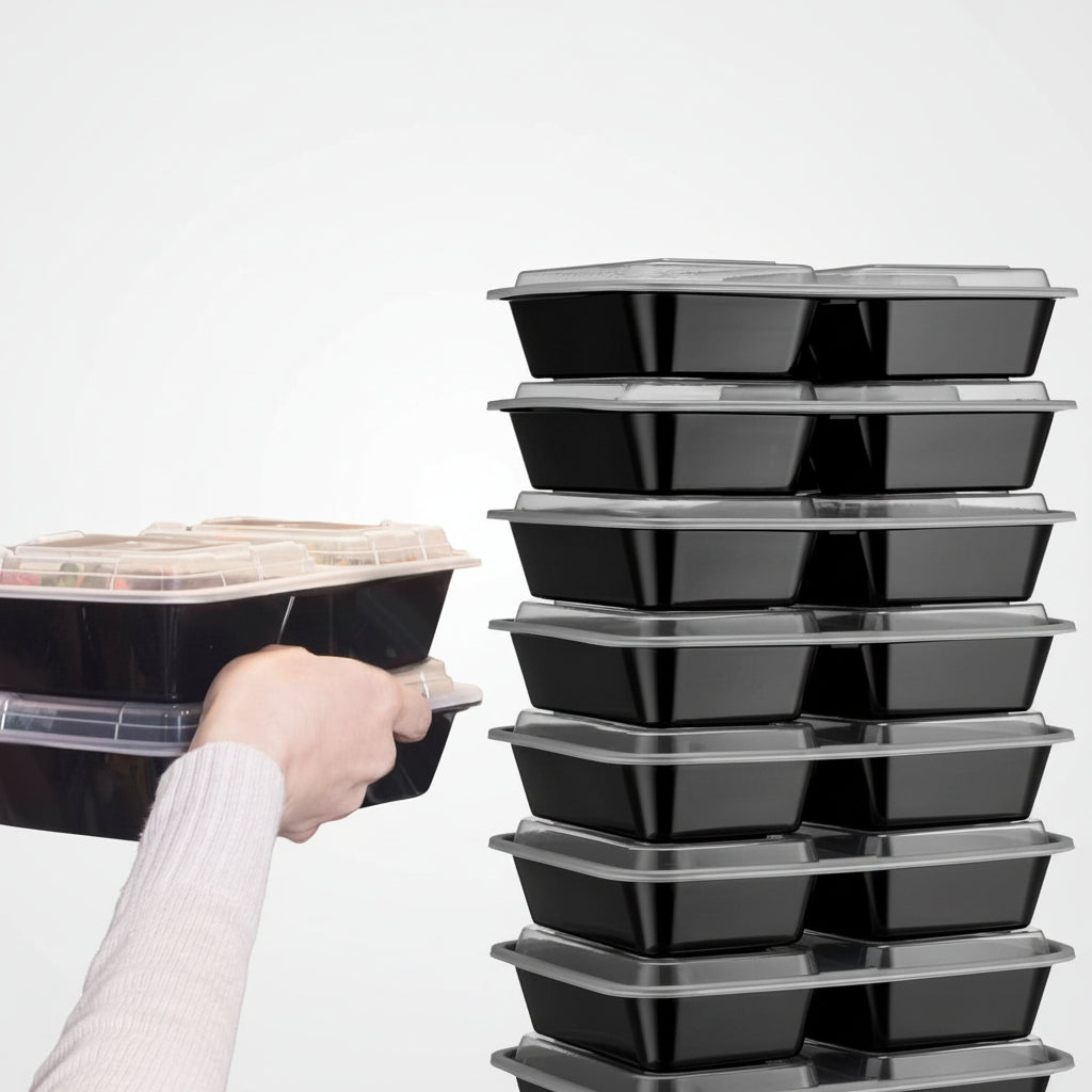 Három rekeszes ebédtartó hatékony étkezéstervezéshez és adagkontrollhoz