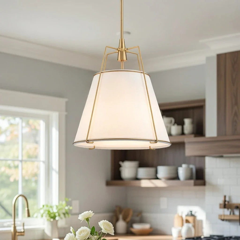 Contemporary Linen Tapered Cone Pendant Light Fixture