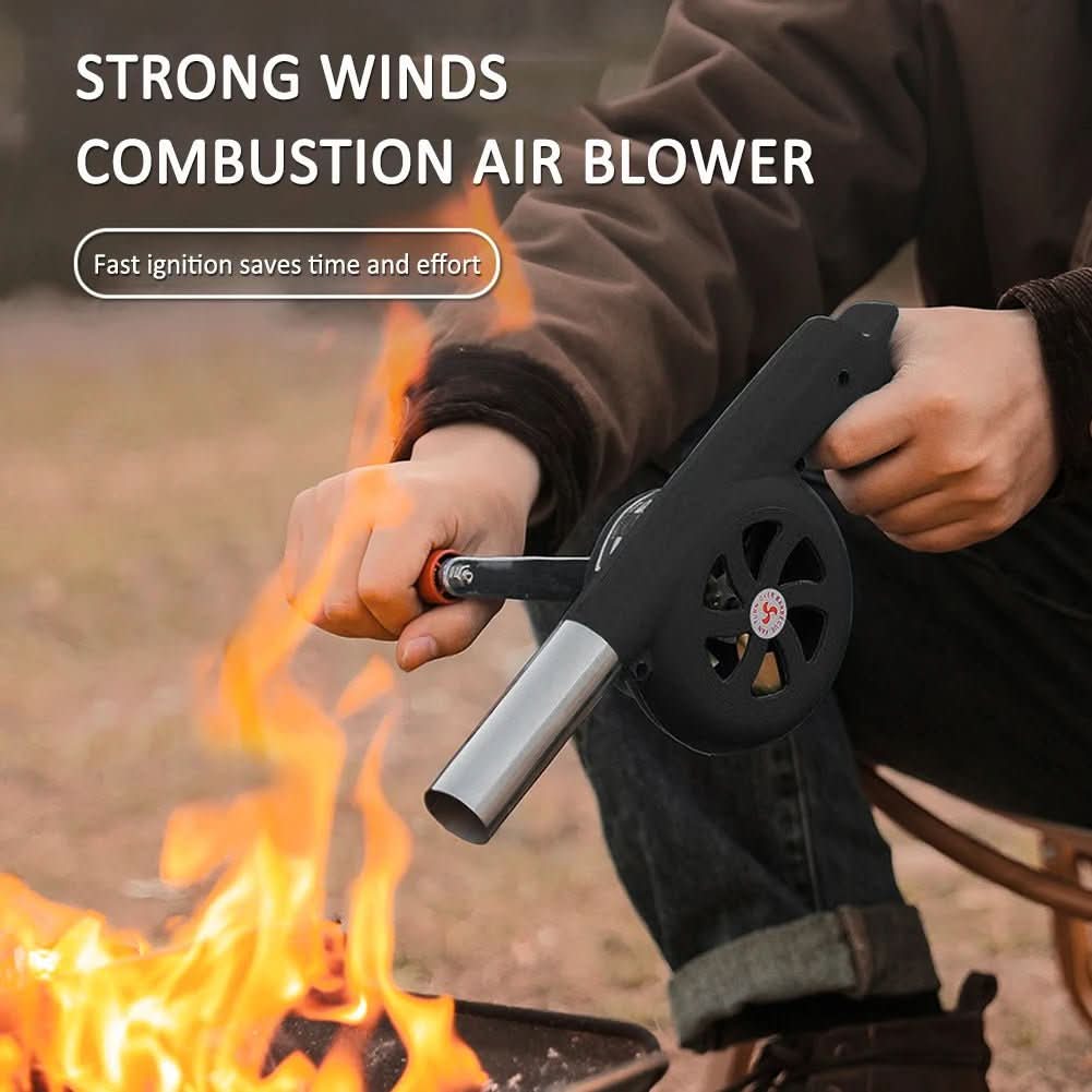 GrillWind kézi hajtókaros grillező ventilátor a könnyű szabadtéri tűzgyújtáshoz