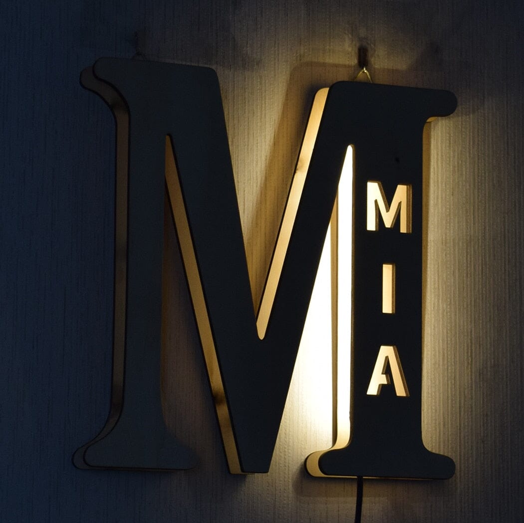 Aurora Glifa ábécé LED fa fali lámpa nappaliba