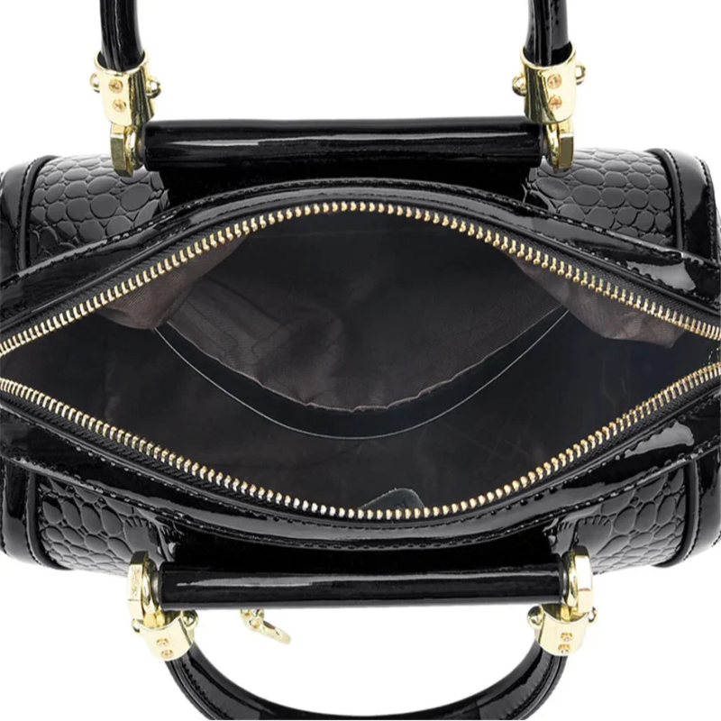 Sac en Cuir Verni avec Motif Crocodile