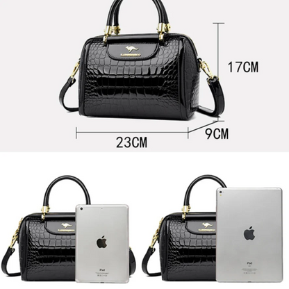 Sac en Cuir Verni avec Motif Crocodile