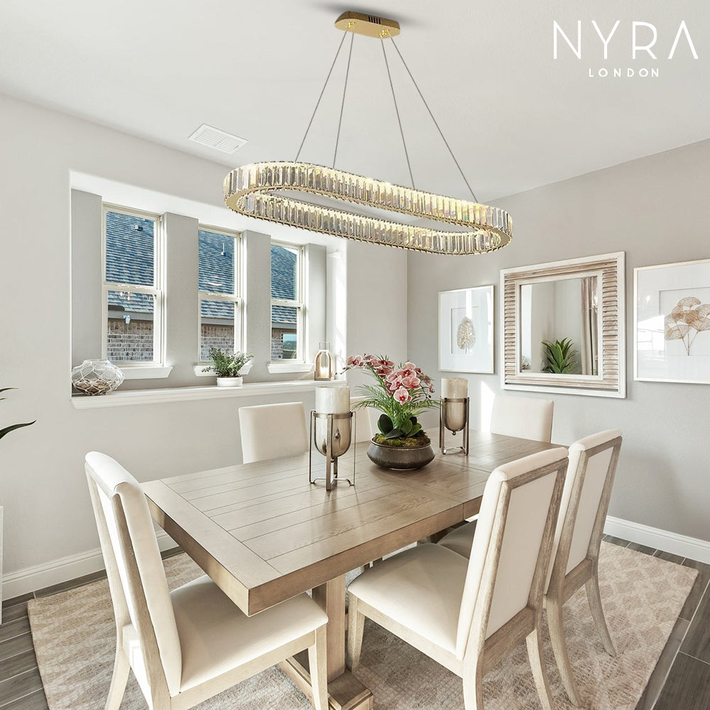 Aurora Kristály Ovális LED Csillár Kristály Díszítéssel