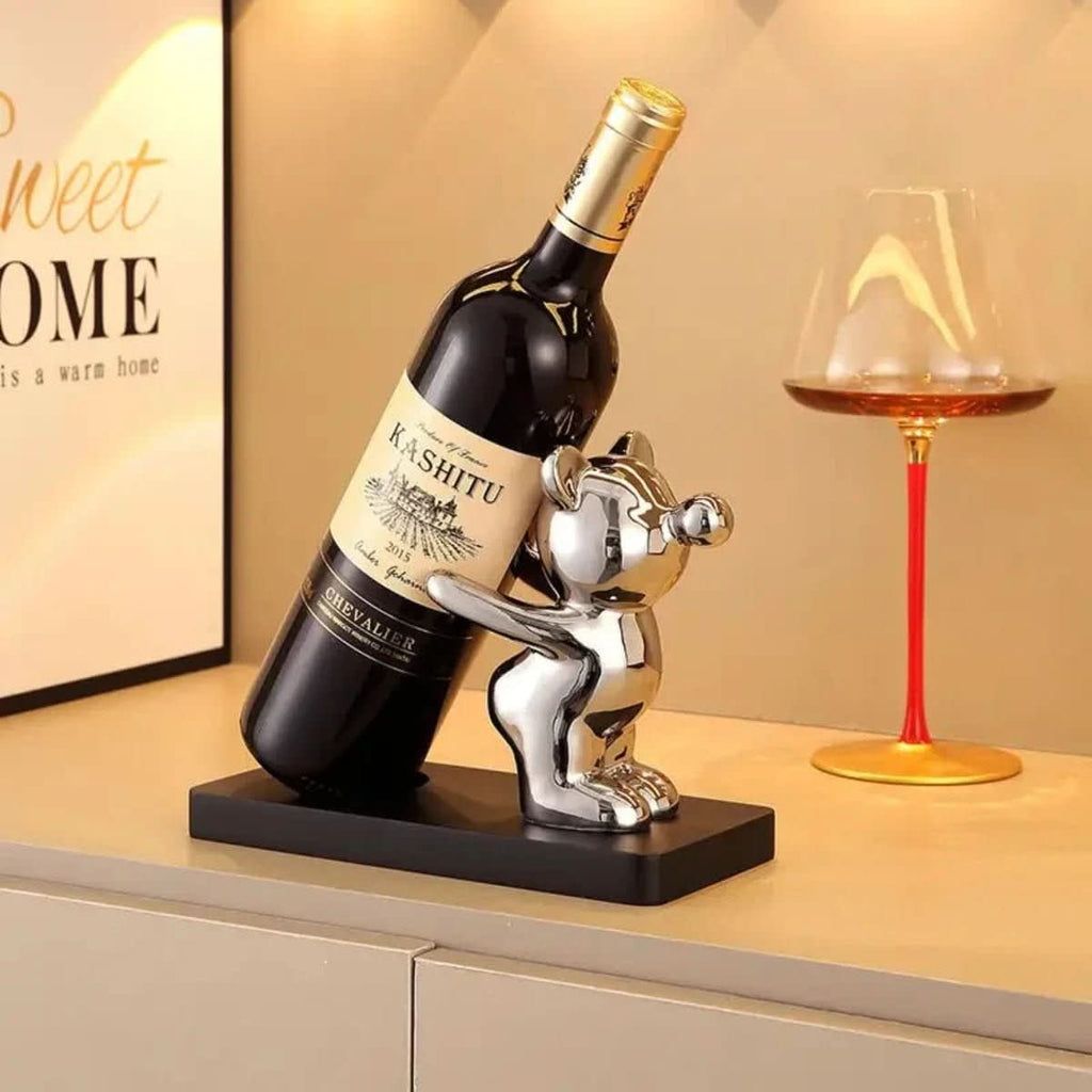 AuroraBear Ceramic Wine Rack With Playful Bear Design For Stylish Bottle Storage