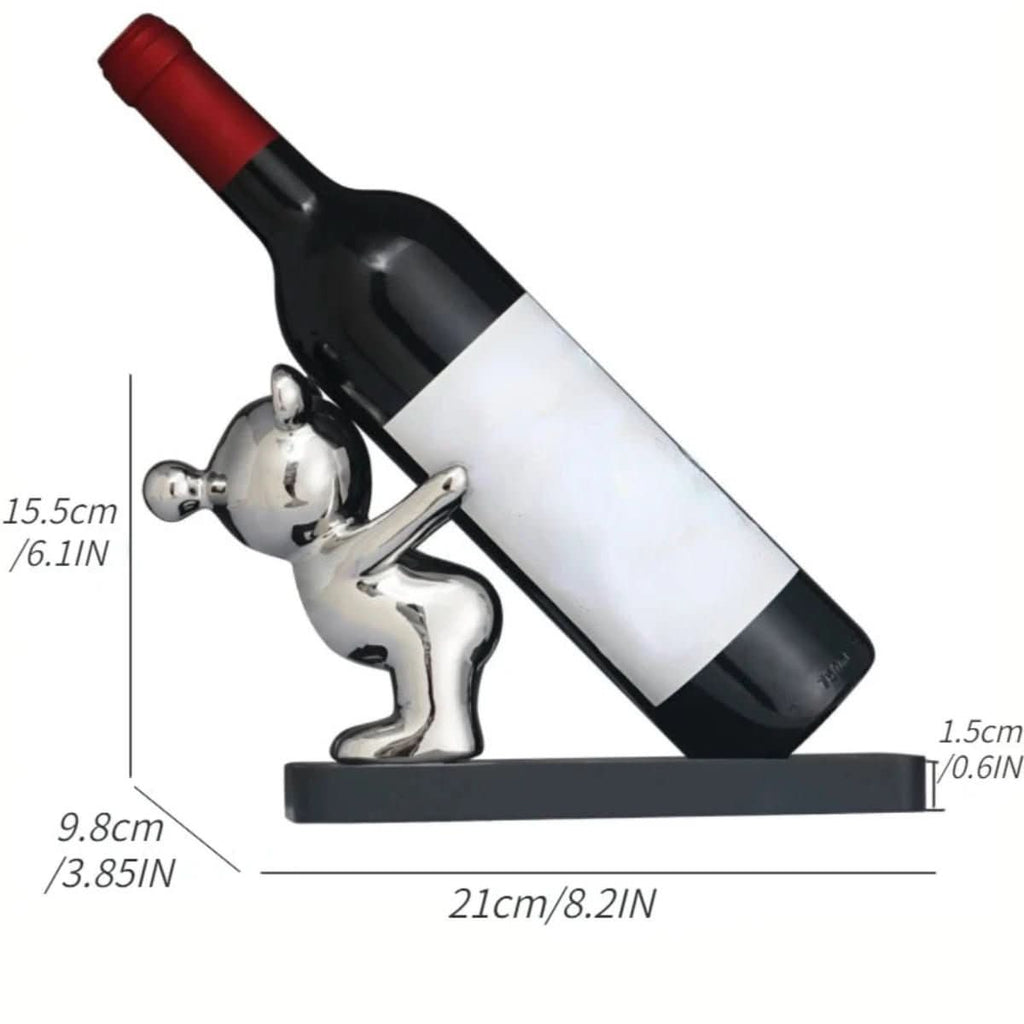 AuroraBear Ceramic Wine Rack With Playful Bear Design For Stylish Bottle Storage