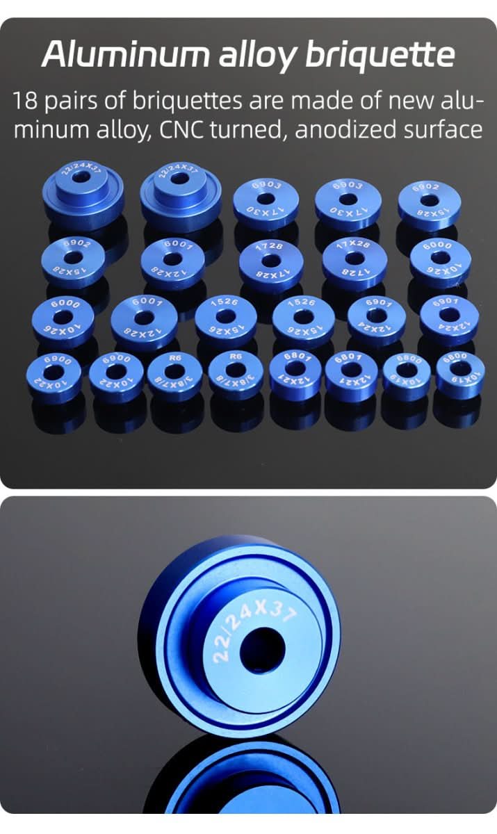 NovaForge csapágyprés szerszám kerékpárokhoz és középcsapágyakhoz, CNC alumínium