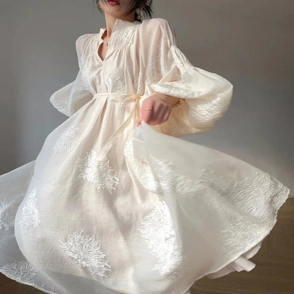 Robe Midi Française Brodée