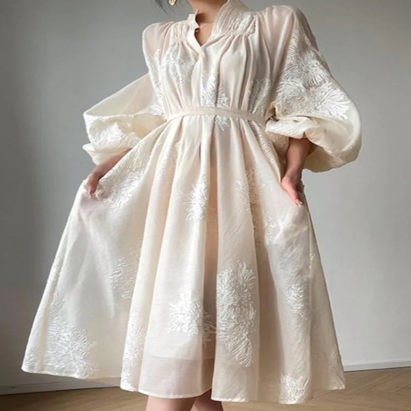 Robe Midi Française Brodée