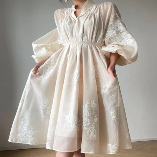 Robe Midi Française Brodée