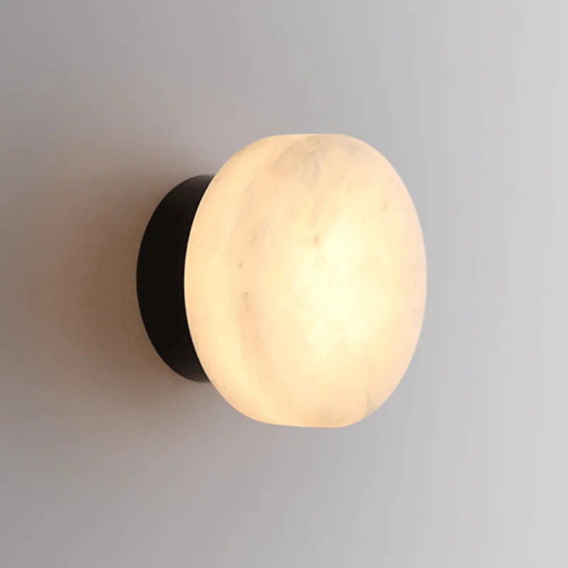 Elegant Marble Round LED Wall Light Sconce for Indoor Living Spaces