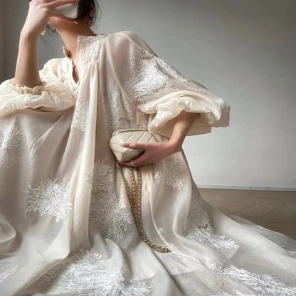 Robe Midi Française Brodée