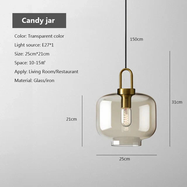 Industriële glazen hanglamp voor moderne interieurs en woonkamers