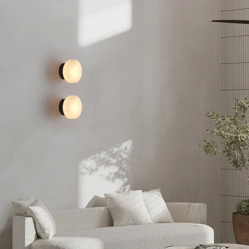 Elegant Marble Round LED Wall Light Sconce for Indoor Living Spaces