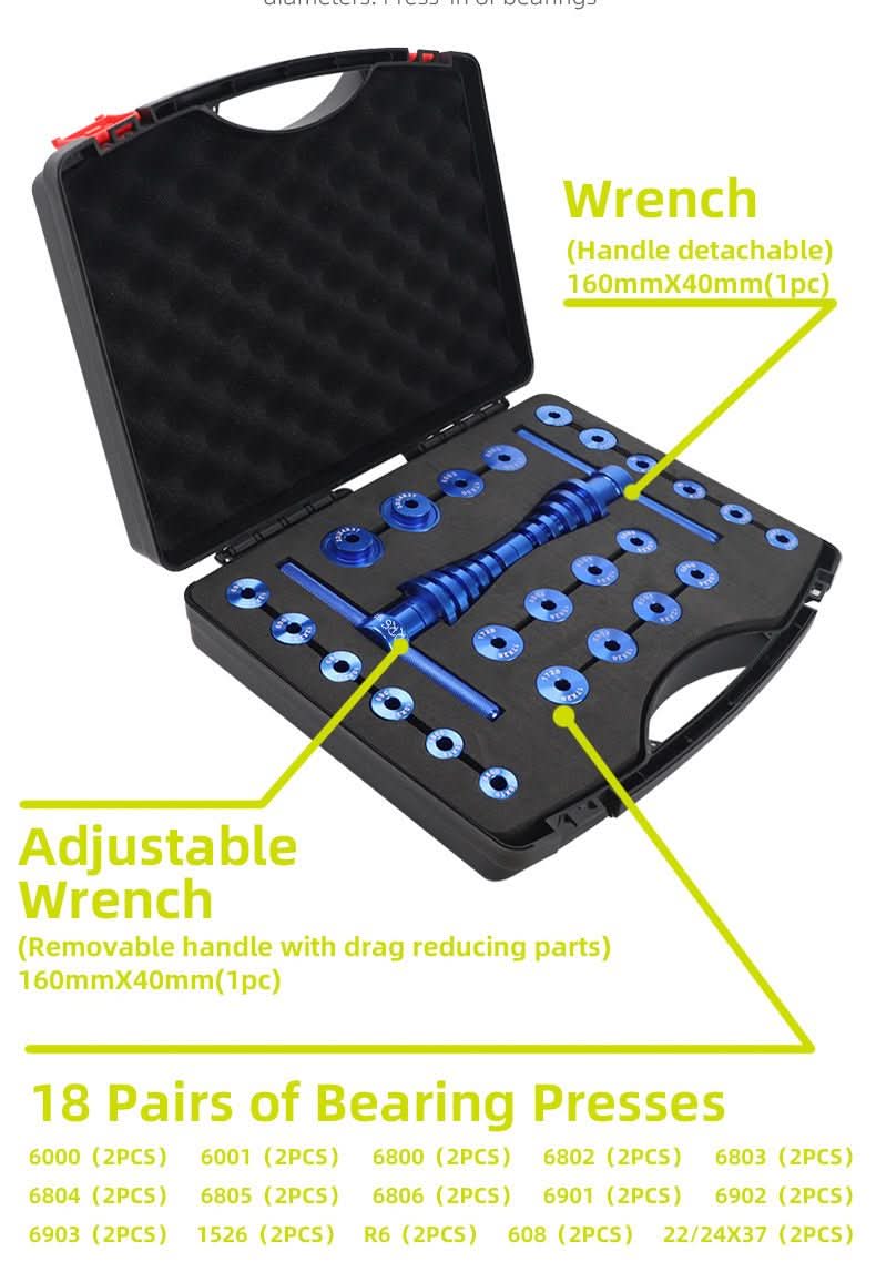 NovaForge csapágyprés szerszám kerékpárokhoz és középcsapágyakhoz, CNC alumínium