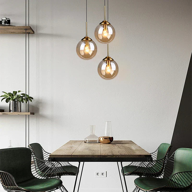 AeroNordic Glass Pendant Light With Modern Metal Fixture