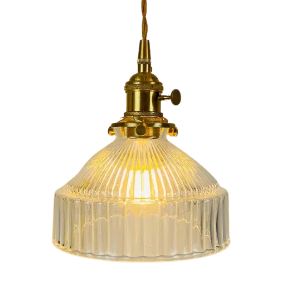 Vintage ihletésű bordázott üveg függeszték lámpa