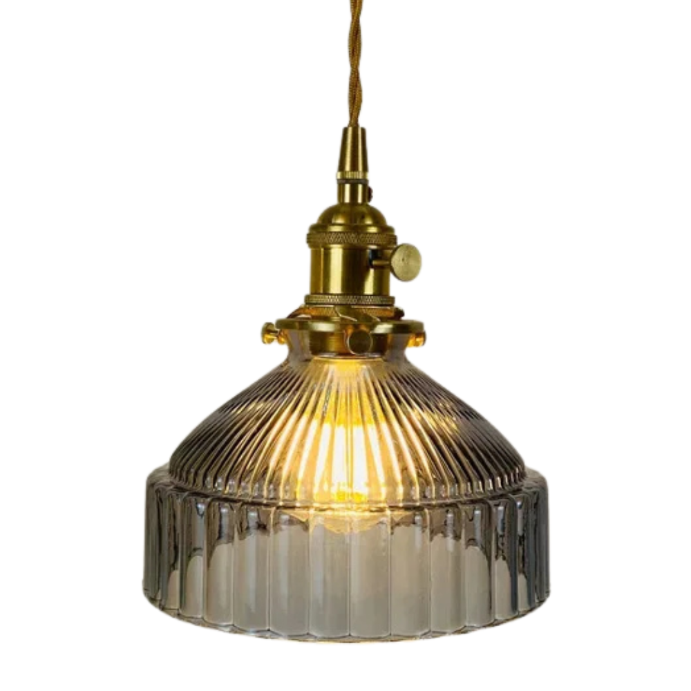 Vintage ihletésű bordázott üveg függeszték lámpa