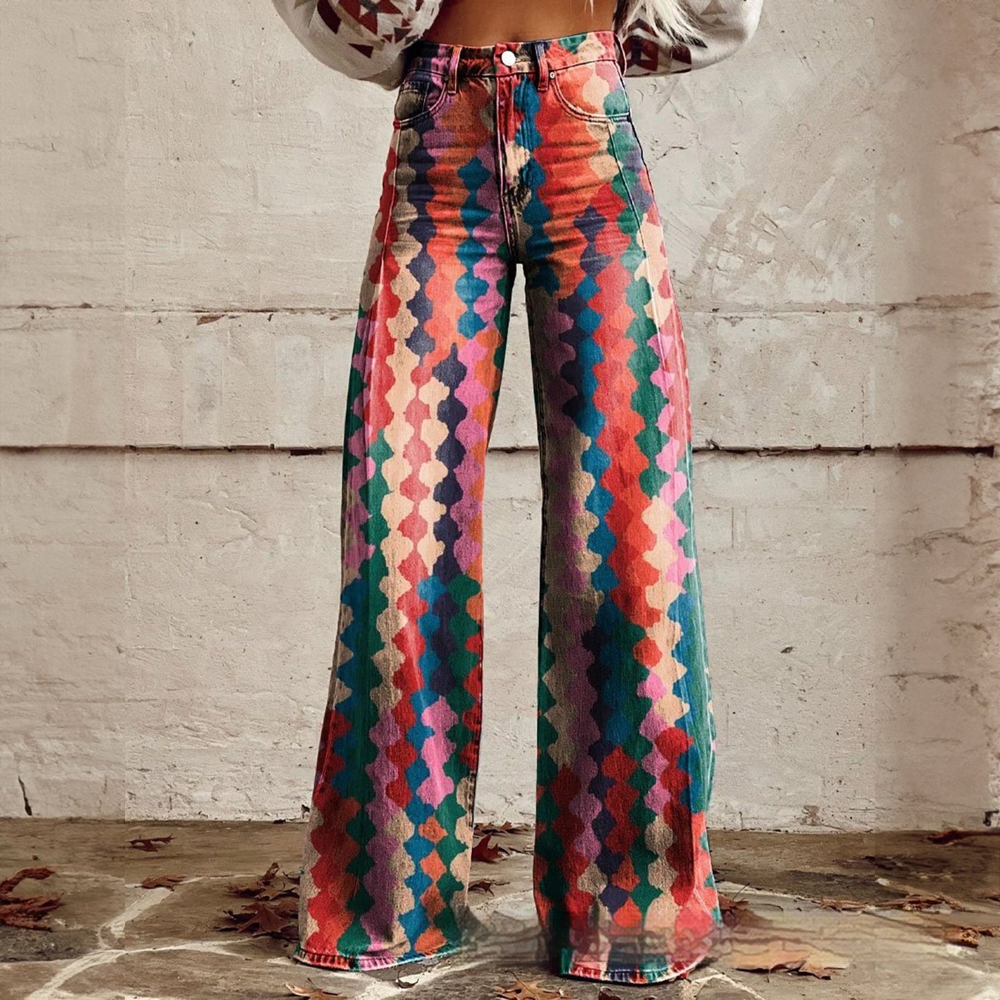 Pantalon Décontracté Coupe Large