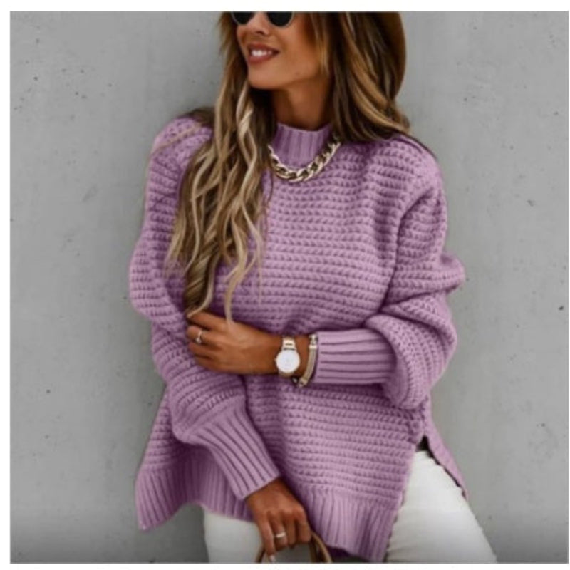 Pull en Tricot Uni Avec Fentes