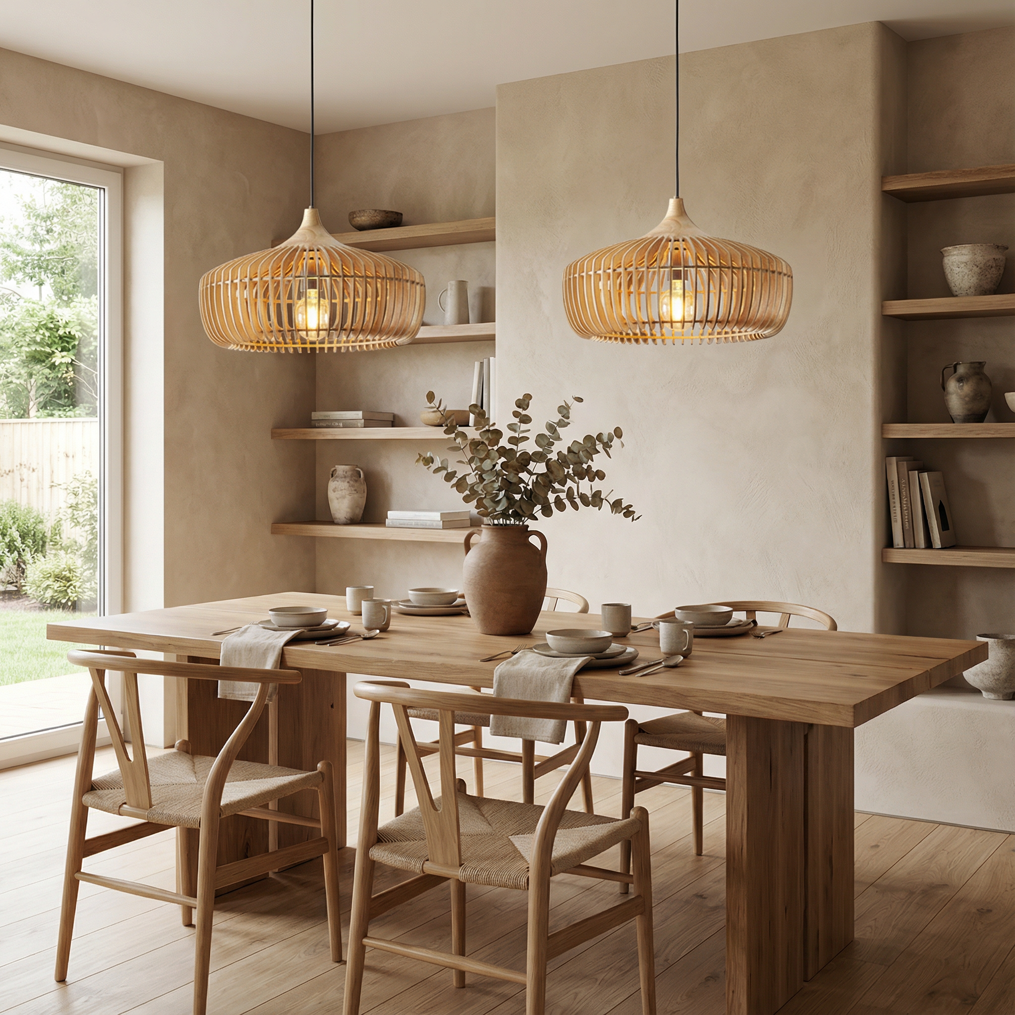 Elmora Elegant Natural Wood Nordic Kitchen Pendant Light