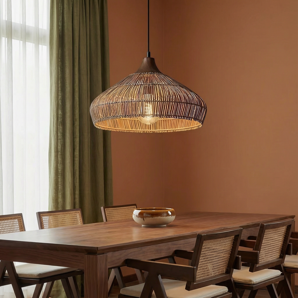 AeroWeave Handgewebte Rattan Pendelleuchte für Küchendekor