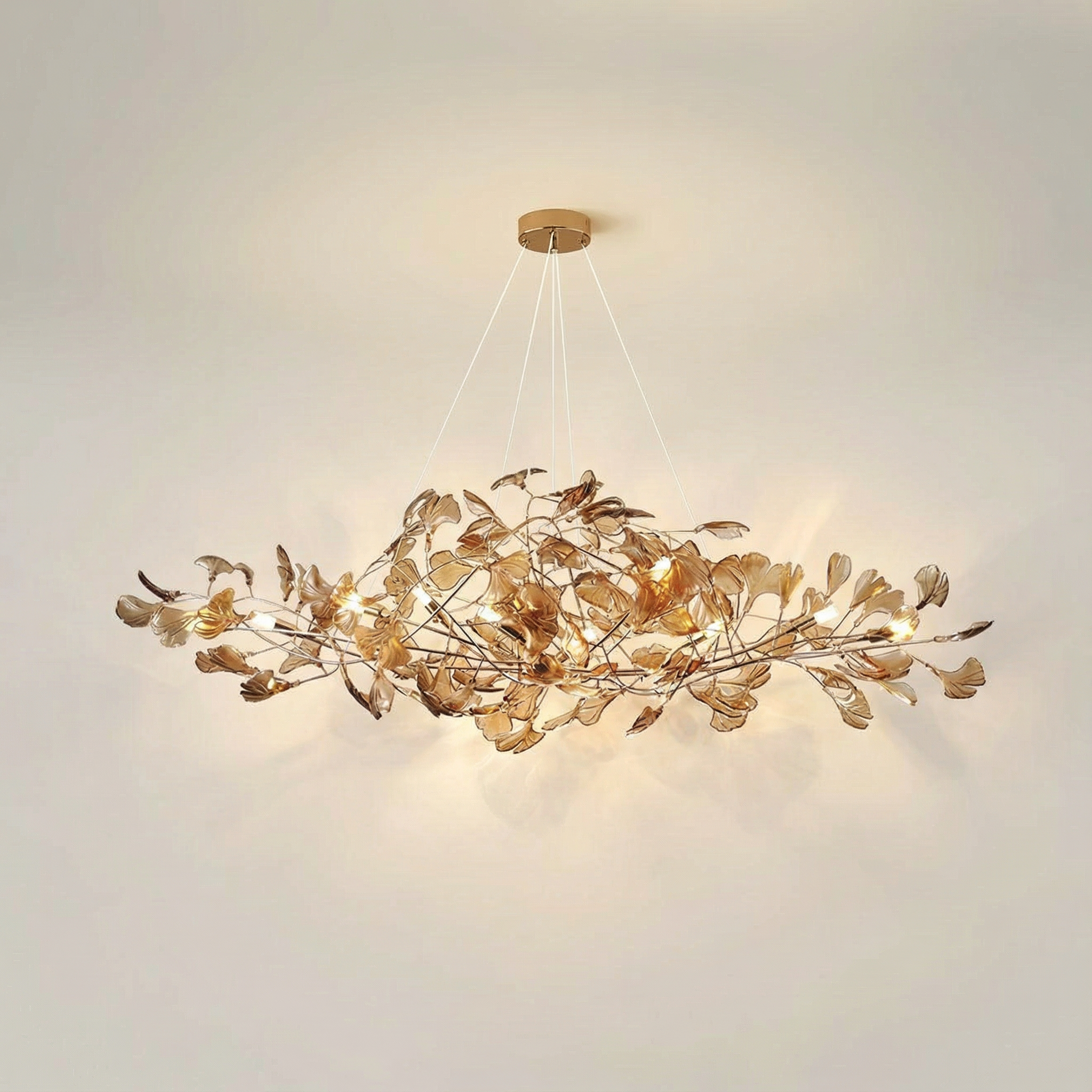 Emerald Aura Modern Elegant Acrylic Leaf Chandelier Light