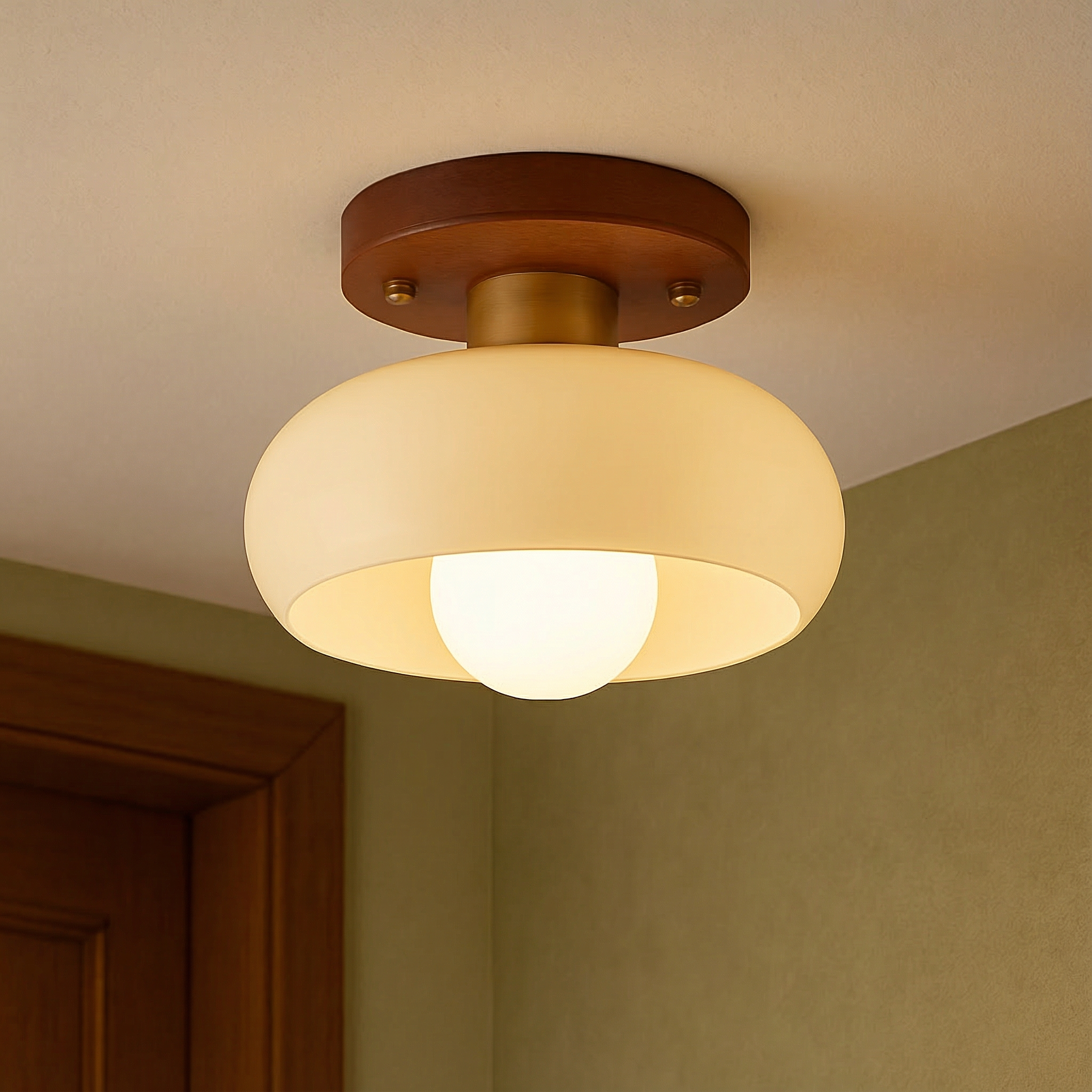 Elegant Aurelia Nordic Natural Wood Flush Mount Ceiling Light