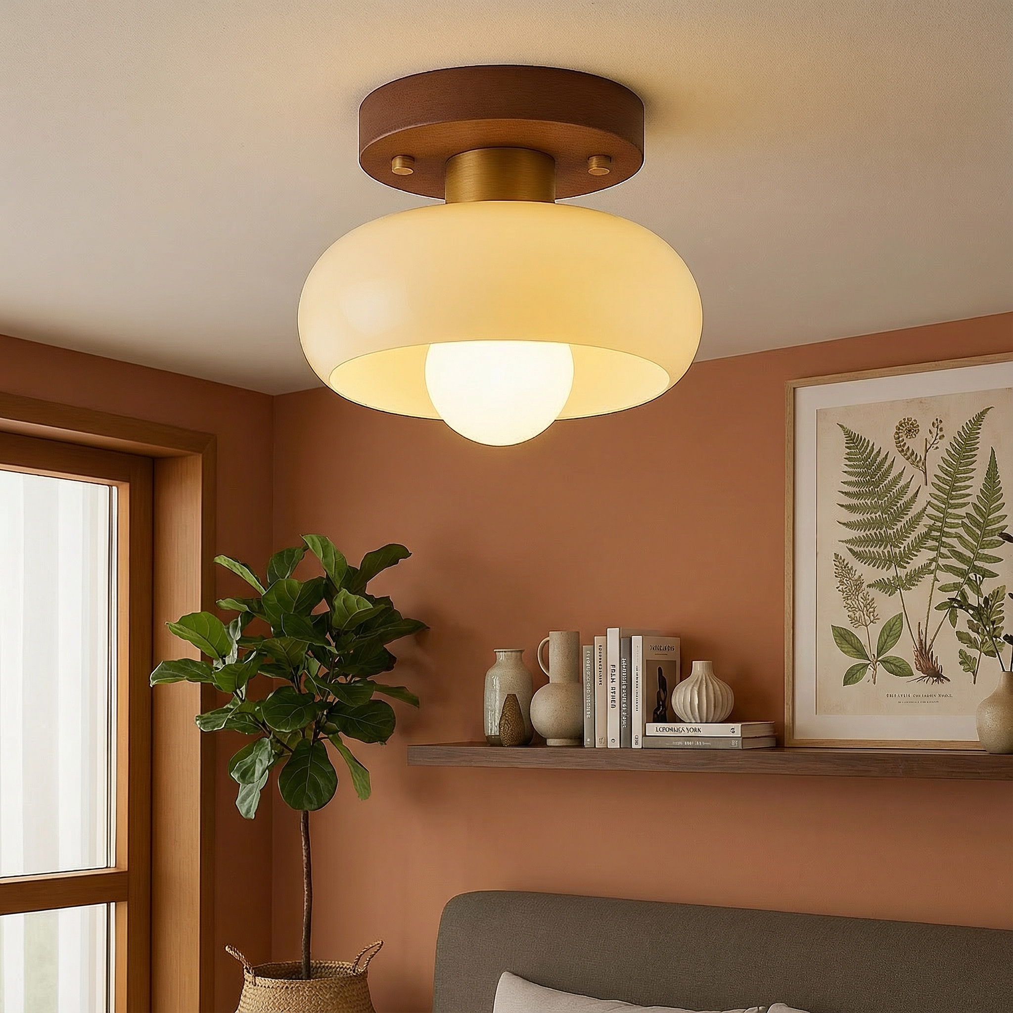 Elegant Aurelia Nordic Natural Wood Flush Mount Ceiling Light