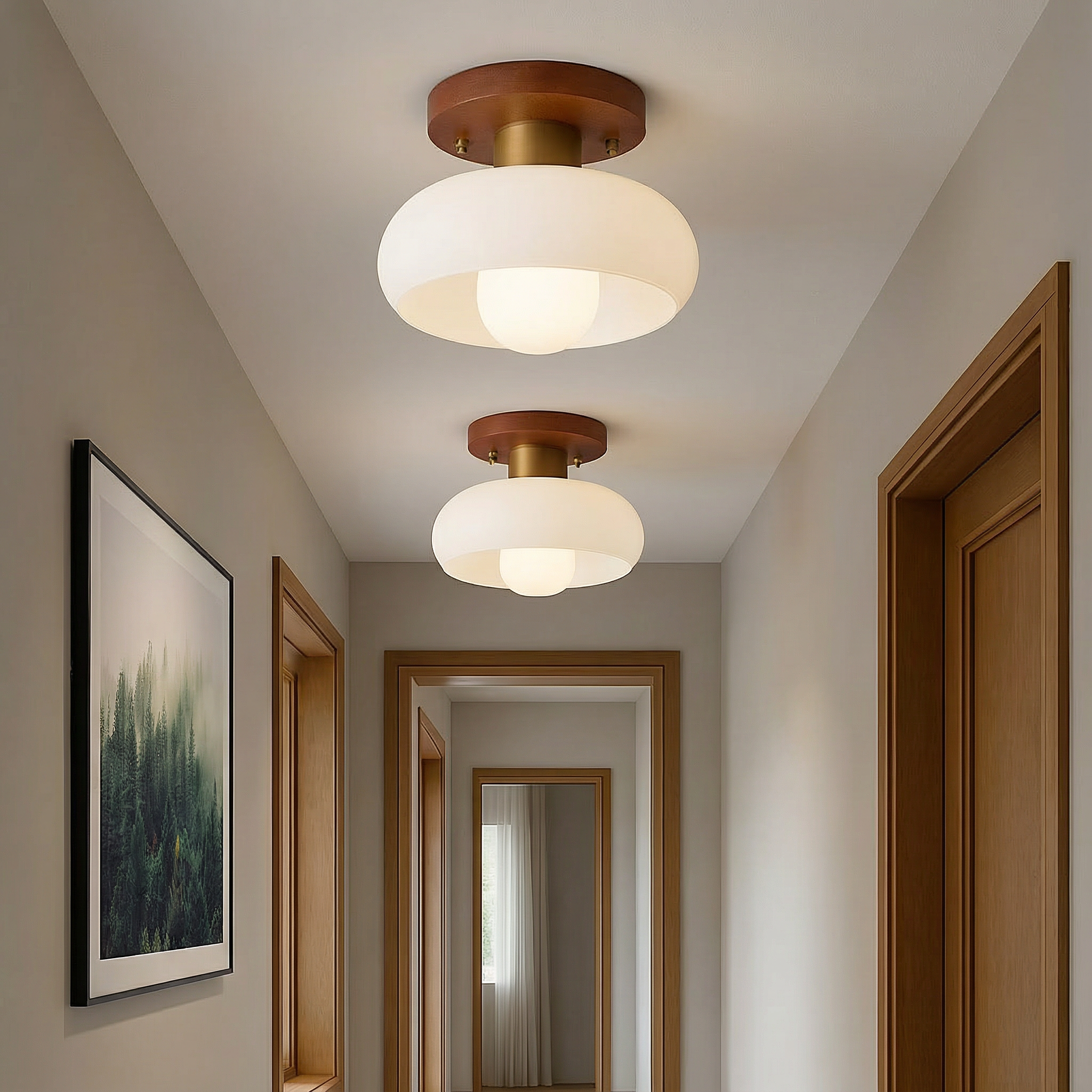 Elegant Aurelia Nordic Natural Wood Flush Mount Ceiling Light