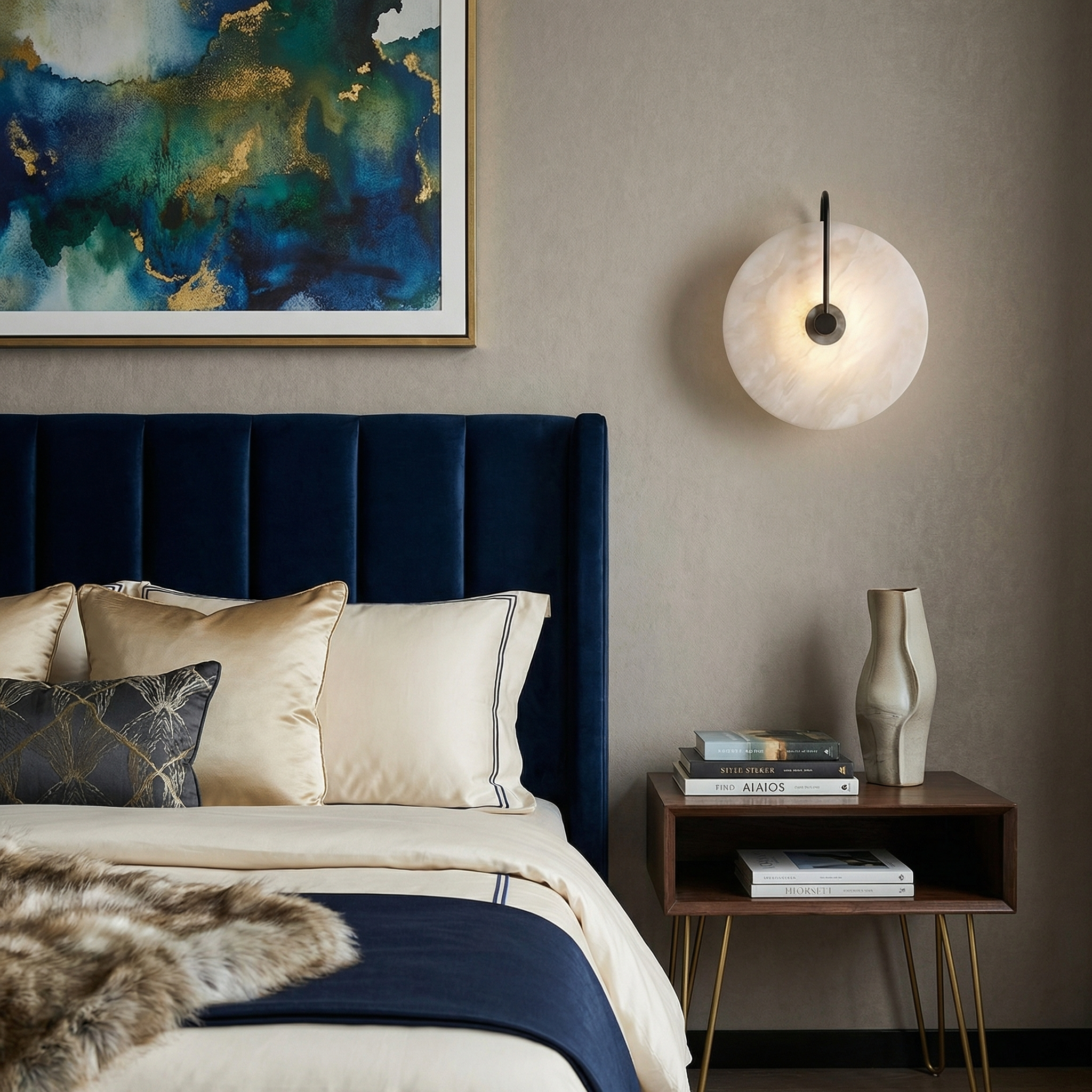 Astra márvány fali lámpa lágy LED fénnyel, modern fali lámpatest meleg hangulathoz