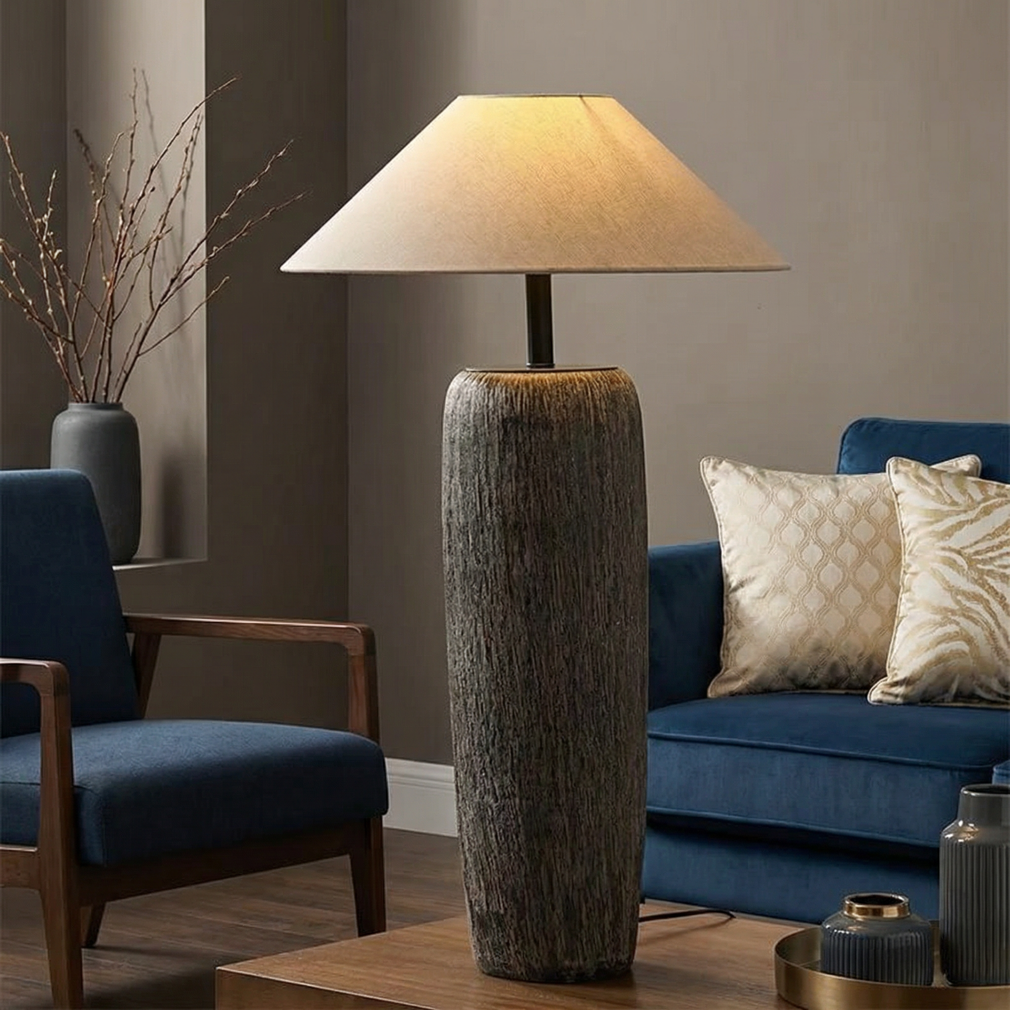 Contemporary Floor Lamp With Handcrafted Ceramic Base For Cozy Living Rooms