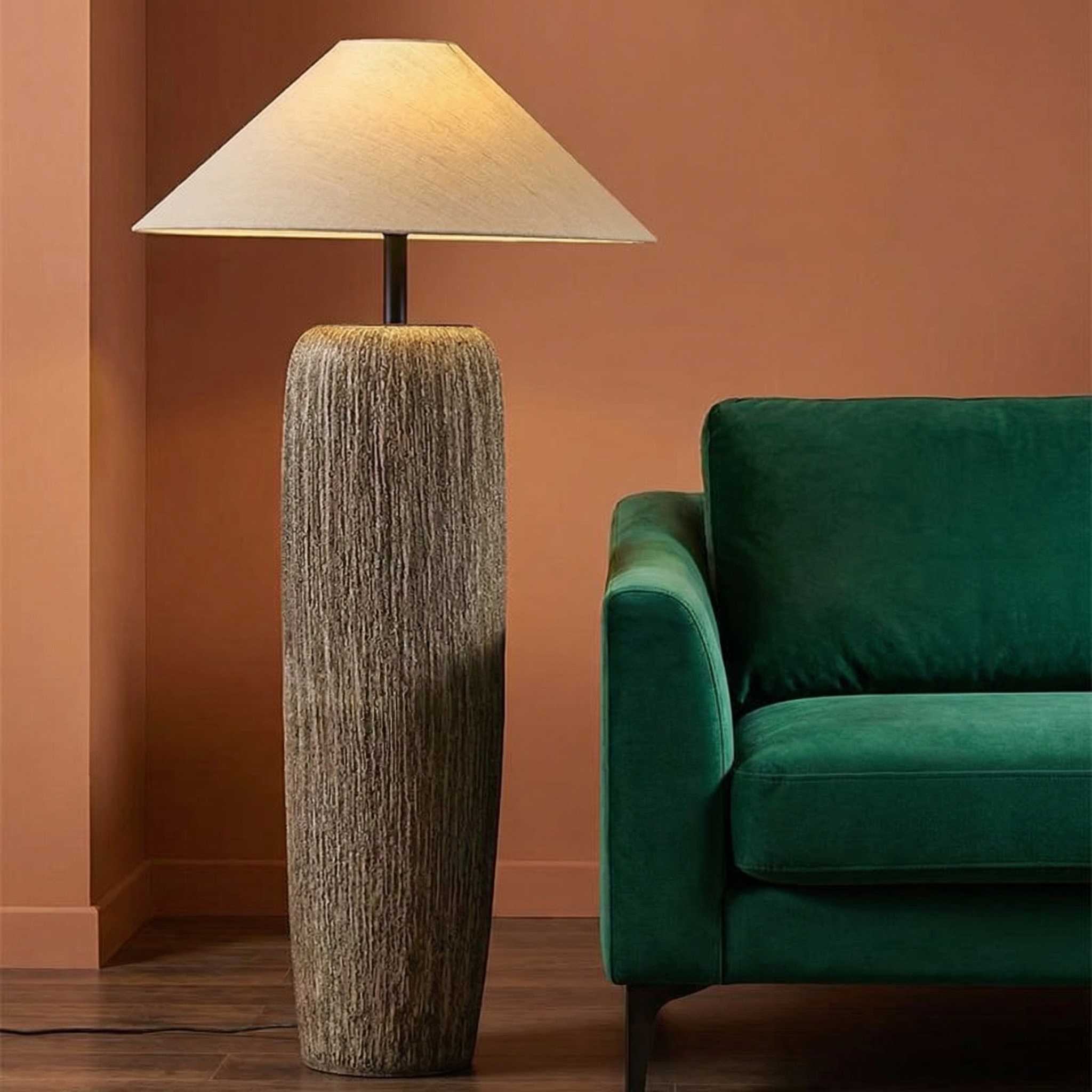 Contemporary Floor Lamp With Handcrafted Ceramic Base For Cozy Living Rooms