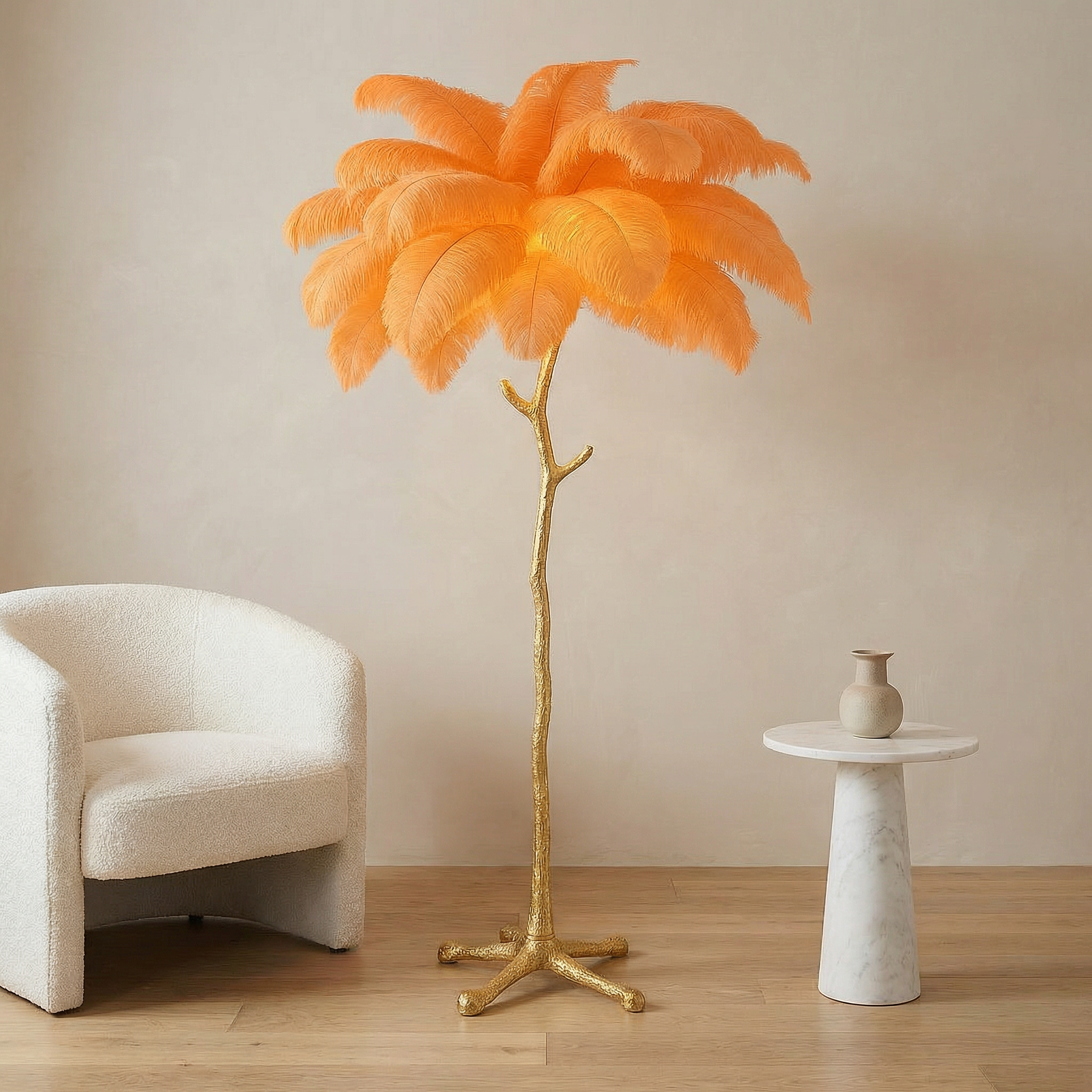 Elegant Feather Floor Lamp With Contemporary Design And Adjustable LED Lighting