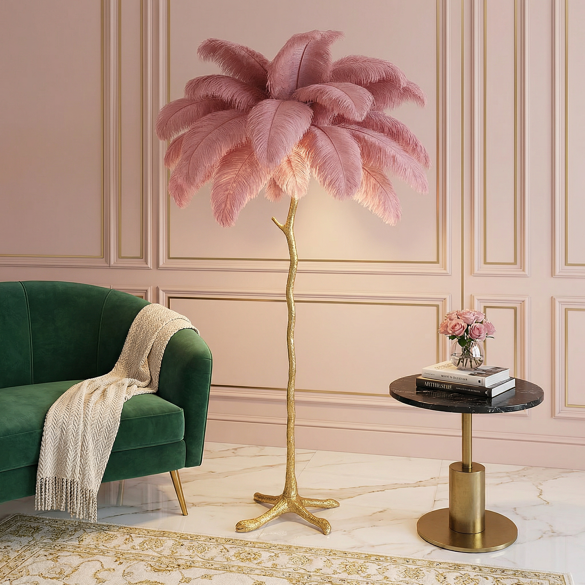 Elegant Feather Floor Lamp With Contemporary Design And Adjustable LED Lighting
