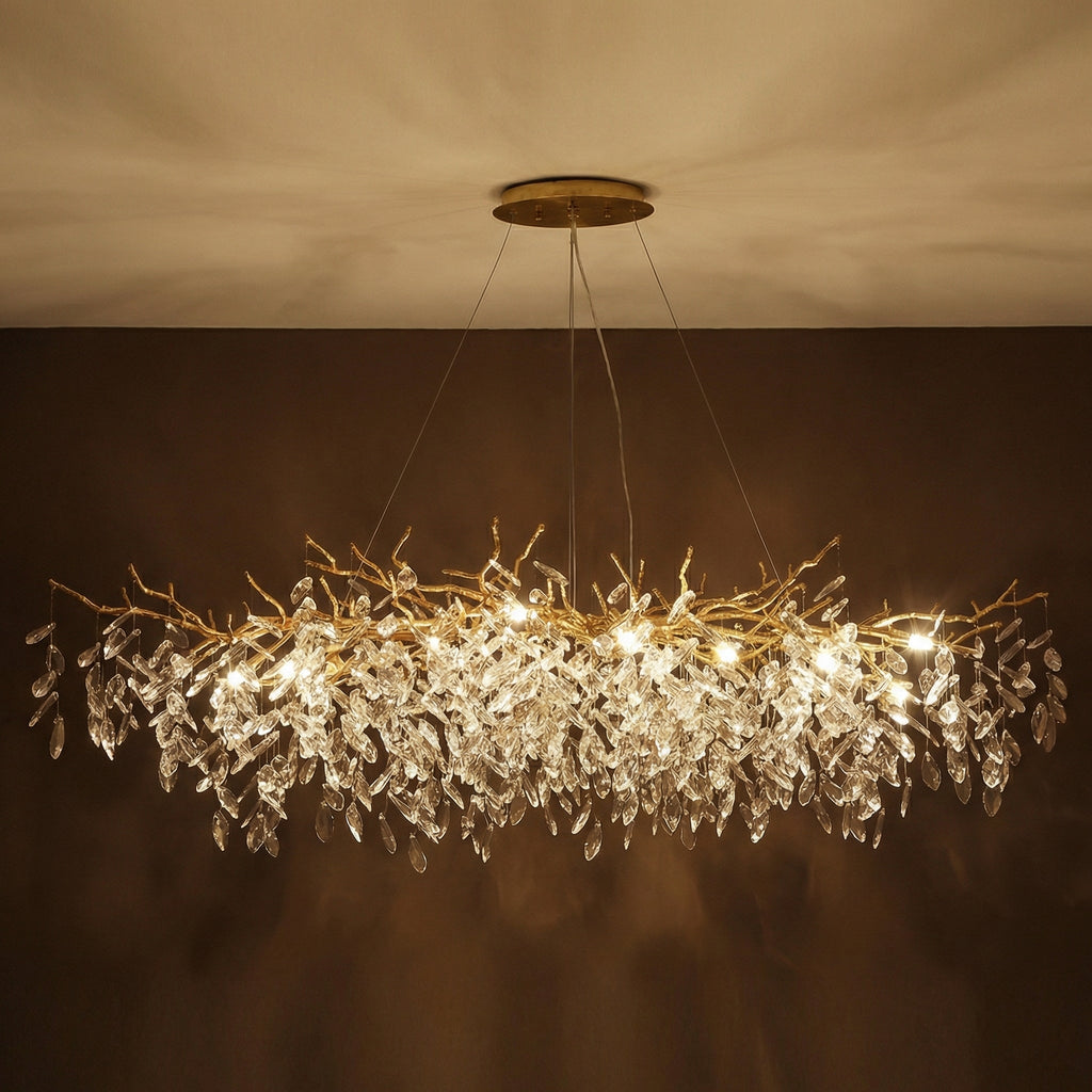 Aurora kristály csillár magasságállító kialakítással az étkező hangulatához