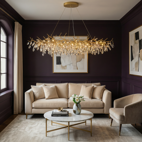 Aurora kristály csillár magasságállító kialakítással az étkező hangulatához