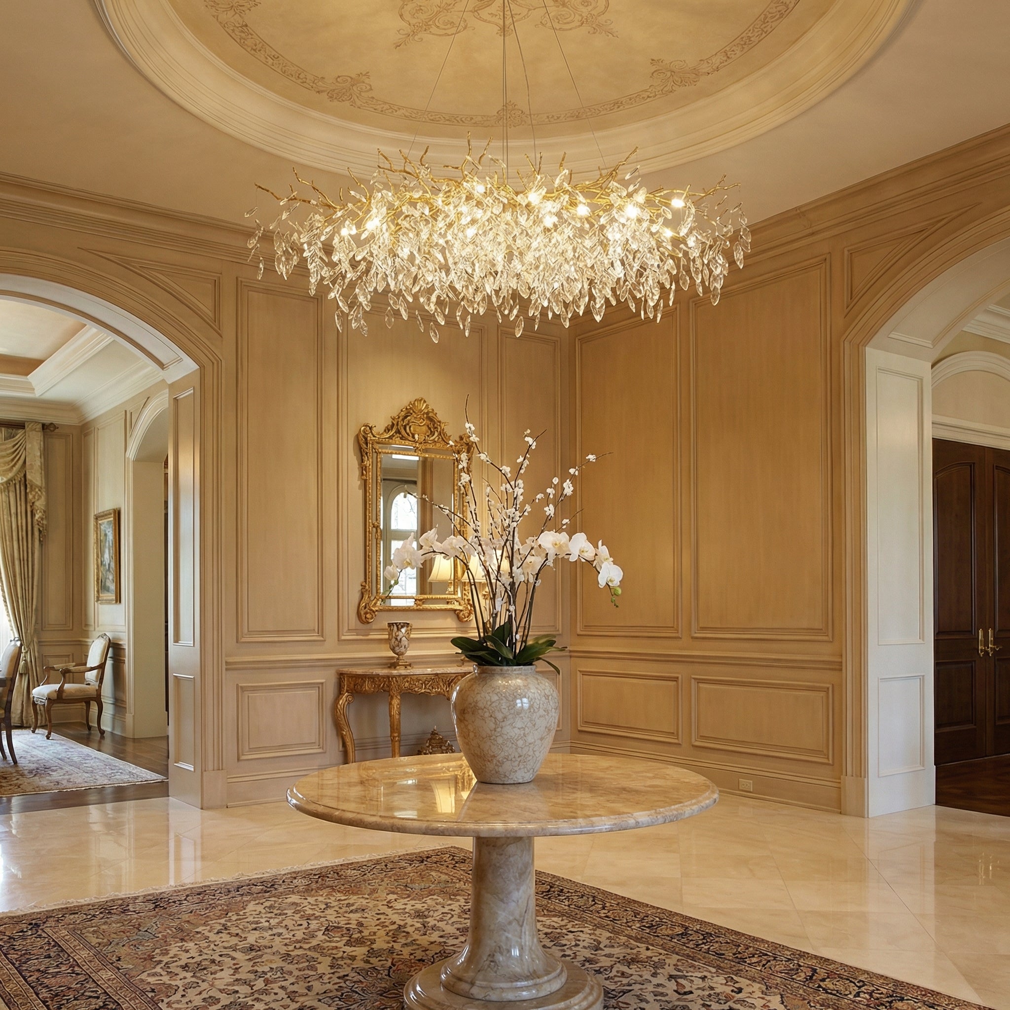 Aurora kristály csillár magasságállító kialakítással az étkező hangulatához